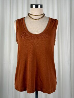 A New Day Rust Orange Scoop Neck Tank Top XL Minimalist Basic